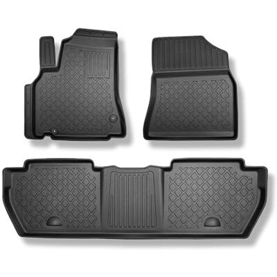 Mossa Tapetes adequados para Citroen Berlingo Van 2008-2018, 3 unidades. G 5 ou 7 lugares; sem a terceira fila Mossa Tapetes adequados para Citroen Berlingo Van 2008-2018, 3 unidades. G 5 ou 7 lugares; sem a terceira fila