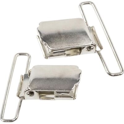 AERZETIX 2 clipes de alças de metal cor prateada, para calças, peitos, roupas de cowboy, artesanato e artigos de mercadoria, Prata 35 mm AERZETIX 2 clipes de alças de metal cor prateada, para calças, peitos, roupas de cowboy, artesanato e artigos de mercadoria, Prata 35 mm
