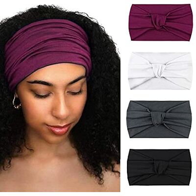 DRESHOW 4 peças diadema para mulher turbante boémia elástico fita faixa de cabelo faixa de cabeça acessórios DRESHOW 4 peças diadema para mulher turbante boémia elástico fita faixa de cabelo faixa de cabeça acessórios