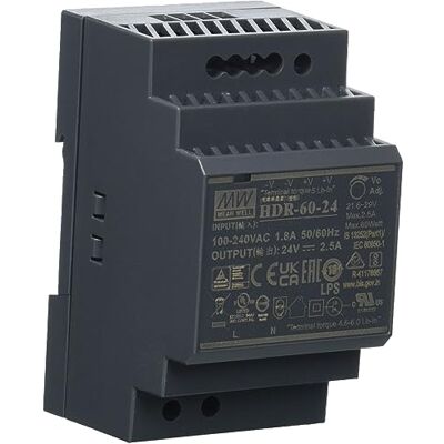 MEAN WELL Meanwell HDR-60-24 220V Preto MEAN WELL Meanwell HDR-60-24 220V Preto