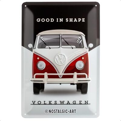 Cartaz de chapa retro VW Bulli T1 – Good in Shape Ideia para presente de Vaneta Volkswagen, metálico, design vintage, 20 x 30 cm Cartaz de chapa retro VW Bulli T1 – Good in Shape Ideia para presente de Vaneta Volkswagen, metálico, design vintage, 20 x 30 cm