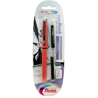 Pentel Blister de pincel Pocket Brush. Cor tinta em preto. Pentel Blister de pincel Pocket Brush. Cor tinta em preto.