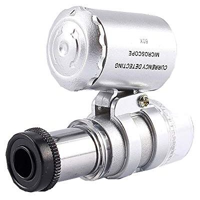 Walfront Mini lupa 60 x com luz UV LED lupa de bolso para joalharia lentes de aumento portátil Walfront Mini lupa 60 x com luz UV LED lupa de bolso para joalharia lentes de aumento portátil
