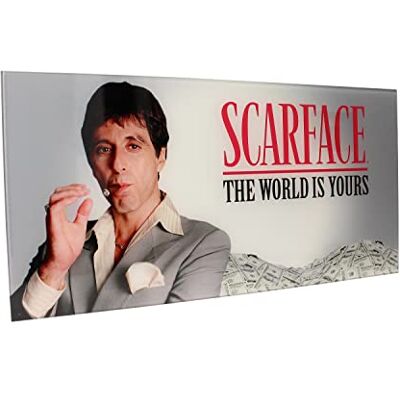 SD toys The World Is Yours Fundo cinzento cartaz de vidro Scarface 60 x 30 cm SD toys The World Is Yours Fundo cinzento cartaz de vidro Scarface 60 x 30 cm