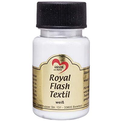 Ideen mit Herz Tinta têxtil metalizada "Royal Flash" cor metálica de alto brilho, adequado para tecidos e tecidos claros e escuros, t-shirts, sacos, roupas, 50 ml (branco) Ideen mit Herz Tinta têxtil metalizada "Royal Flash" cor metálica de alto brilho, adequado para tecidos e tecidos claros e escuros, t-shirts, sacos, roupas, 50 ml (branco)