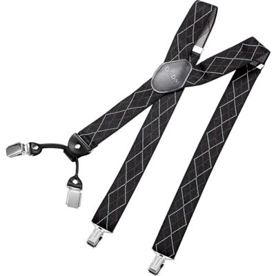 DonDon Suspensórios para homem largos de 3,5 cm com 4 clipes extra fortes suspensórios para calças homem, Tamanho único DonDon Suspensórios para homem largos de 3,5 cm com 4 clipes extra fortes suspensórios para calças homem, Tamanho único