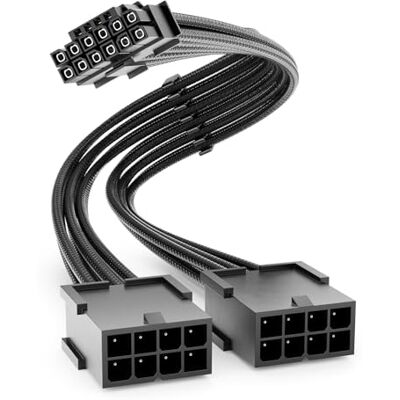 deleyCON 30 cm Cabo de extensão PCIe de 16 pinos (12 + 4) a 2 x 8 (6 2 pin) feminino cabo GPU PCI-E para placa gráfica GeForce RTX 3090Ti/4070Ti/4070/4080/4090/5070 deleyCON 30 cm Cabo de extensão PCIe de 16 pinos (12 + 4) a 2 x 8 (6 2 pin) feminino cabo GPU PCI-E para placa gráfica GeForce RTX 3090Ti/4070Ti/4070/4080/4090/5070