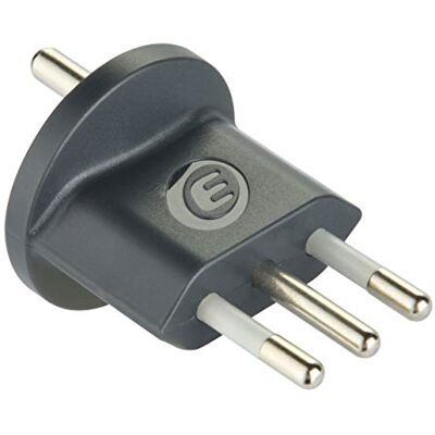 Electraline Adaptador permanente de tomada alemã, Schuko/europeu para italiano, 10 A, preto Electraline Adaptador permanente de tomada alemã, Schuko/europeu para italiano, 10 A, preto