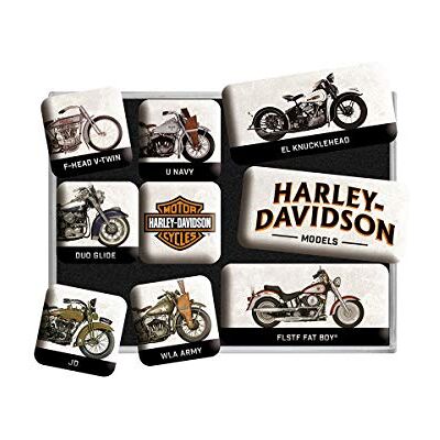 ART , Conjunto de ímanes retro, Harley Davidson Model presente para motociclistas, decoração para frigorífico, design vintage, 9 unidades ART , Conjunto de ímanes retro, Harley Davidson Model presente para motociclistas, decoração para frigorífico, design vintage, 9 unidades