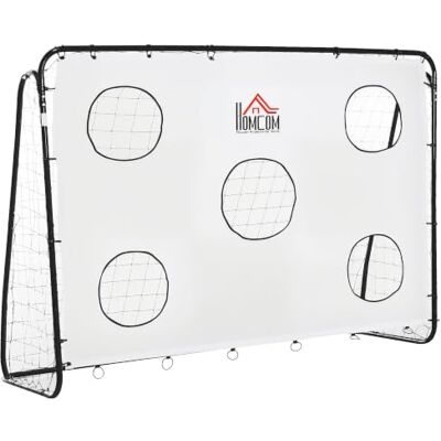 HOMCOM Bolsa de futebol suporte de metal com rede 240 x 88 x 174 cm branco Porta de futebol, lona de precisão, para treino de jardim, ao ar livre HOMCOM Bolsa de futebol suporte de metal com rede 240 x 88 x 174 cm branco Porta de futebol, lona de precisão, para treino de jardim, ao ar livre