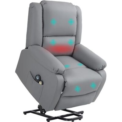 HOMCOM Poltrona Relax recarregável elétrico eleva pessoas massagem cinzento Poltrona elevador, 8 pontos, calor lombar, 2 controlos remotos, apoio para os pés, bolso lateral, tecido resistente a riscos HOMCOM Poltrona Relax recarregável elétrico eleva pessoas massagem cinzento Poltrona elevador, 8 pontos, calor lombar, 2 controlos remotos, apoio para os pés, bolso lateral, tecido resistente a riscos