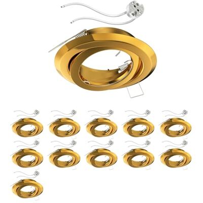 ledscom.de 12 x moldura de teto FABI, redonda, orientável, dourado brilhante, incl. casquilho GU5.3 ledscom.de 12 x moldura de teto FABI, redonda, orientável, dourado brilhante, incl. casquilho GU5.3