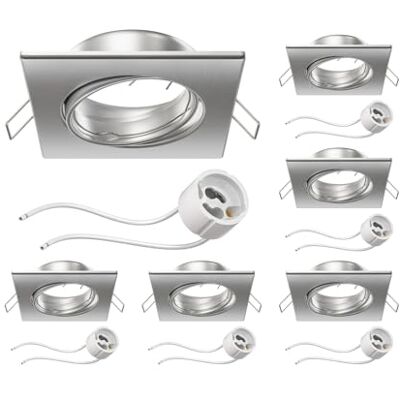 ledscom.de 6 x moldura embutida no teto RIR moldura embutida cromada mate orientável angular (LED/halogénio/GU10/MR16/PAR16/50 mm) incl. tomada GU10 ledscom.de 6 x moldura embutida no teto RIR moldura embutida cromada mate orientável angular (LED/halogénio/GU10/MR16/PAR16/50 mm) incl. tomada GU10