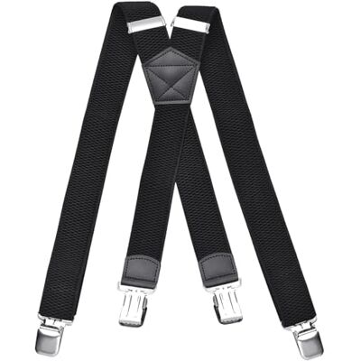 DonDon Alças pretas para homem alças elegantes para calças homem com pinças fortes, ideais para fato ou calças de trabalho largura e comprimento acessório perfeito, Preto Clipes 3,8 cm DonDon Alças pretas para homem alças elegantes para calças homem com pinças fortes, ideais para fato ou calças de trabalho largura e comprimento acessório perfeito, Preto Clipes 3,8 cm