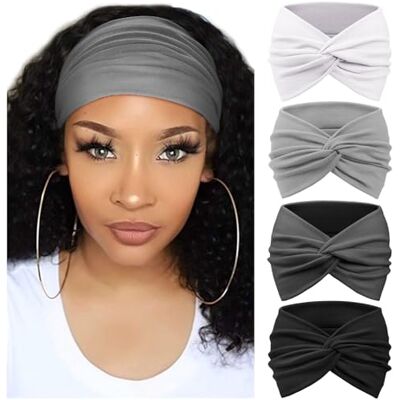 DRESHOW 4 peças diadema para mulher turbante boémia elástico fita faixa de cabelo faixa de cabeça acessórios para o cabelo, 4 Pack Solid Color Set-C12, 1 unidade (embalagem de 4) DRESHOW 4 peças diadema para mulher turbante boémia elástico fita faixa de cabelo faixa de cabeça acessórios para o cabelo, 4 Pack Solid Color Set-C12, 1 unidade (embalagem de 4)