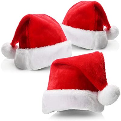 com-four ® 3 x gorro de pai natal com pompom gorro de pai natal X-mas gorro de peluche para pai natal e Natal gorro macio (03 peças gorro com borda de felpa) com-four ® 3 x gorro de pai natal com pompom gorro de pai natal X-mas gorro de peluche para pai natal e Natal gorro macio (03 peças gorro com borda de felpa)