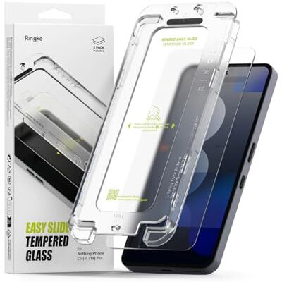 Ringke Pack de 2, Easy Slide Tempered Glass para protetor de ecrã Nothing Fácil instalação com ferramenta de alinhamento, vidro temperado de dureza 9H de alta qualidade Ringke Pack de 2, Easy Slide Tempered Glass para protetor de ecrã Nothing Fácil instalação com ferramenta de alinhamento, vidro temperado de dureza 9H de alta qualidade