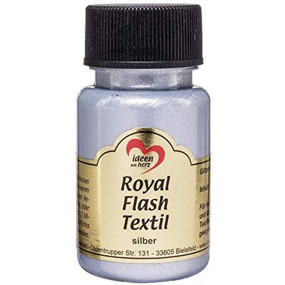 Ideen mit Herz Tinta têxtil metalizada Royal Flash cor metálica de alto brilho, adequado para tecidos e tecidos claros e escuros, t-shirts, sacos, roupas, 50 ml (prata) Ideen mit Herz Tinta têxtil metalizada Royal Flash cor metálica de alto brilho, adequado para tecidos e tecidos claros e escuros, t-shirts, sacos, roupas, 50 ml (prata)