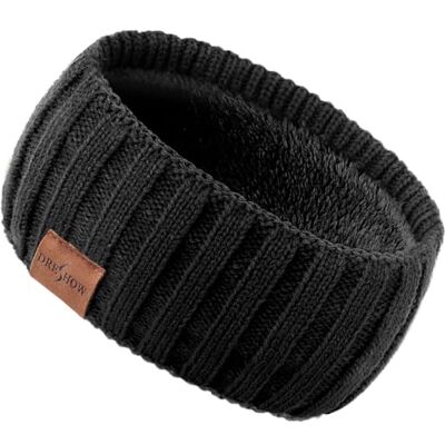DRESHOW Diadema de malha quente para mulher, aquecedores de orelhas de inverno elásticos, bandoletes de crochê, faixas grossas com forro polar para o cabelo de lã DRESHOW Diadema de malha quente para mulher, aquecedores de orelhas de inverno elásticos, bandoletes de crochê, faixas grossas com forro polar para o cabelo de lã