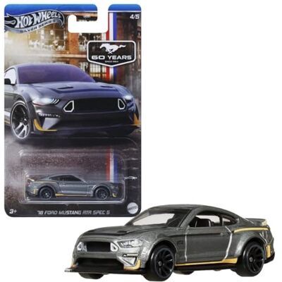 Hot Wheels Ford Mustang 60 anos – 2018 RTR SPEC 5, Die Cast escala 1:64, comprimento 7 cm, , Silver Series Hot Wheels Ford Mustang 60 anos – 2018 RTR SPEC 5, Die Cast escala 1:64, comprimento 7 cm, , Silver Series