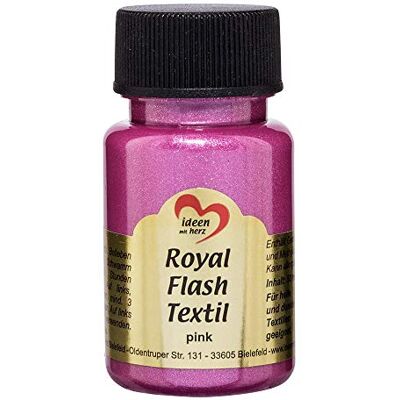 Ideen mit Herz Tinta têxtil metalizada Royal Flash cor metálica de alto brilho, adequado para tecidos e tecidos claros e escuros, t-shirts, sacos, roupas, 50 ml (rosa) Ideen mit Herz Tinta têxtil metalizada Royal Flash cor metálica de alto brilho, adequado para tecidos e tecidos claros e escuros, t-shirts, sacos, roupas, 50 ml (rosa)
