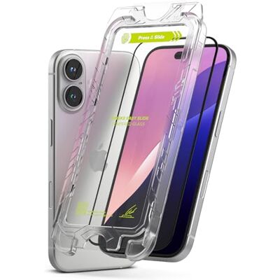 Ringke Pack de 2, Easy Slide Tempered Glass para protetor de ecrã iPhone 16 Fácil instalação com ferramenta de alinhamento, vidro temperado de dureza 9H de alta qualidade Ringke Pack de 2, Easy Slide Tempered Glass para protetor de ecrã iPhone 16 Fácil instalação com ferramenta de alinhamento, vidro temperado de dureza 9H de alta qualidade