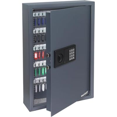 HMF Caixa forte para chaves com código eletrónico, armário guarda-chaves com fechadura digital, 108 ganchos 66,5 x 43 x 13 cm, antracite HMF Caixa forte para chaves com código eletrónico, armário guarda-chaves com fechadura digital, 108 ganchos 66,5 x 43 x 13 cm, antracite