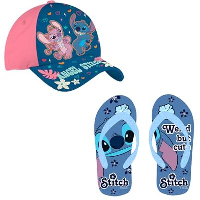 Disney Stitch Boné de beisebol e chinelos para meninas, Stitch Set verão meninas, tamanhos UE 25 a 32, Azul Marinho, 31/32 UE Disney Stitch Boné de beisebol e chinelos para meninas, Stitch Set verão meninas, tamanhos UE 25 a 32, Azul Marinho, 31/32 UE