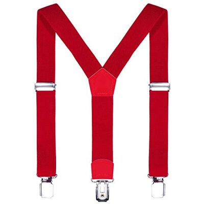 DonDon suspensórios para crianças de 2 cm de largura com comprimento ajustável para uma altura de 80 cm a 110 cm, ou seja, 1-5 anos, Vermelho, Tamanho único DonDon suspensórios para crianças de 2 cm de largura com comprimento ajustável para uma altura de 80 cm a 110 cm, ou seja, 1-5 anos, Vermelho, Tamanho único