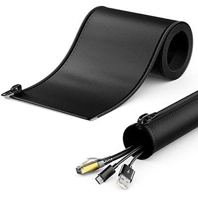 deleyCON Conduta para cabos de 3,0 m com fecho de correr com 40 mm de diâmetro gerenciamento de cabos canal para cabos proteção de cabos capa robusta de nylon para cabos casa escritório secretária preto deleyCON Conduta para cabos de 3,0 m com fecho de correr com 40 mm de diâmetro gerenciamento de cabos canal para cabos proteção de cabos capa robusta de nylon para cabos casa escritório secretária preto