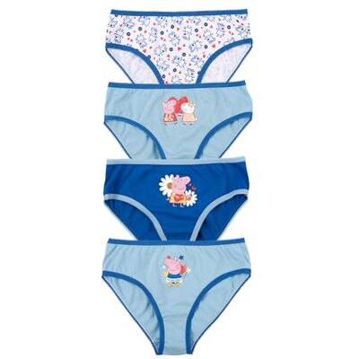 United Peppa Pig Panty Cuecas para menina, cor azul (4 unidades), azul United Peppa Pig Panty Cuecas para menina, cor azul (4 unidades), azul