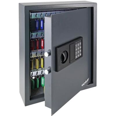 HMF Caixa forte para chaves com código eletrónico, armário guarda-chaves com fechadura digital, 71 ganchos, 46 x 36 x 12 cm, antracite HMF Caixa forte para chaves com código eletrónico, armário guarda-chaves com fechadura digital, 71 ganchos, 46 x 36 x 12 cm, antracite