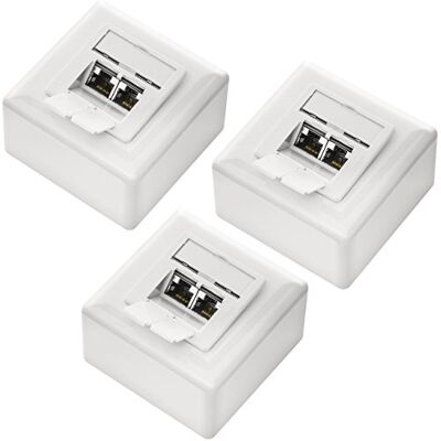 deleyCON 3x CAT 6 Universal Socket de Rede 2x Porta RJ45 Blindado Superfície ou Embutido 1 Gigabit Ethernet Rede EIA/TIA 568A&B Branco deleyCON 3x CAT 6 Universal Socket de Rede 2x Porta RJ45 Blindado Superfície ou Embutido 1 Gigabit Ethernet Rede EIA/TIA 568A&B Branco