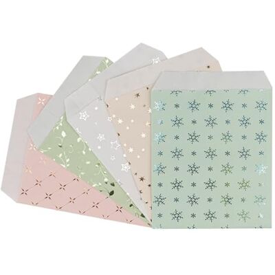 Ideen mit Herz Sacos planos de papel em 5 cores, com acabamento de lâminas, sacos de presente para objetos pequenos, presentes, jóias, Natal, aniversário, 13 cm x 18 cm, 50 x Ideen mit Herz Sacos planos de papel em 5 cores, com acabamento de lâminas, sacos de presente para objetos pequenos, presentes, jóias, Natal, aniversário, 13 cm x 18 cm, 50 x