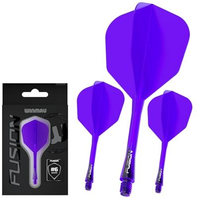WINMAU Dardos Fusion Sistema integrado de voo e eixo Nº 6 Forma e design Disponível em curto, intermediário e médio Disponível em uma variedade de cores WINMAU Dardos Fusion Sistema integrado de voo e eixo Nº 6 Forma e design Disponível em curto, intermediário e médio Disponível em uma variedade de cores