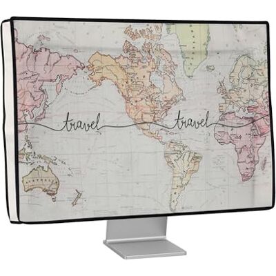 kwmobile Capa compatível com monitor de 20-22" protetor anti-poeira e anti-impressões digitais para monitor mapa do mundo kwmobile Capa compatível com monitor de 20-22" protetor anti-poeira e anti-impressões digitais para monitor mapa do mundo