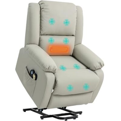 HOMCOM Poltrona Relax recarregável elétrica eleva pessoas massagem cinzento Poltrona elevador, 8 pontos, calor lombar, 2 controlos remotos, apoio para os pés, bolso lateral, tecido resistente a riscos HOMCOM Poltrona Relax recarregável elétrica eleva pessoas massagem cinzento Poltrona elevador, 8 pontos, calor lombar, 2 controlos remotos, apoio para os pés, bolso lateral, tecido resistente a riscos
