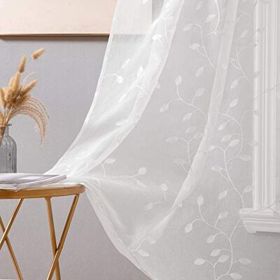 MIULEE Cortinas bordadas, com iscas, transparentes, para quarto, desenho de trigo e ilhoses, decoração para janela de sala de jantar, sala de estar, cozinha, quarto 2 peças, 140 x 245 cm, trigo branco MIULEE Cortinas bordadas, com iscas, transparentes, para quarto, desenho de trigo e ilhoses, decoração para janela de sala de jantar, sala de estar, cozinha, quarto 2 peças, 140 x 245 cm, trigo branco