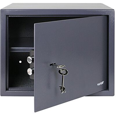 HMF Caja fuerte con llave, caja fuerte para muebles, safe compacto y resistente para hogar u oficina 38 x 30 x 30 cm Antracita HMF Caja fuerte con llave, caja fuerte para muebles, safe compacto y resistente para hogar u oficina 38 x 30 x 30 cm Antracita
