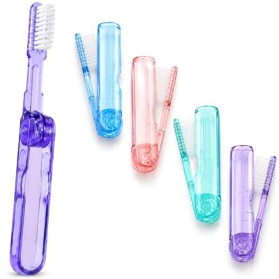 com-four ® Conjunto de 4 escovas de dentes dobráveis de viagem com-four ® Conjunto de 4 escovas de dentes dobráveis de viagem