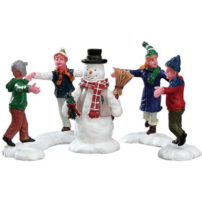 Lemax Conjunto de 3 anéis de cidade de Natal em torno do boneco de neve Lemax Conjunto de 3 anéis de cidade de Natal em torno do boneco de neve