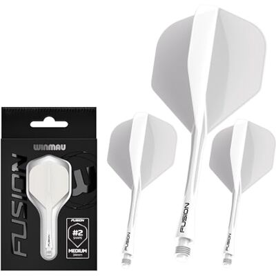 WINMAU Dardos Fusion Sistema integrado de voo e eixo Nº 2 Forma e design Disponível em curto, intermediário e médio Disponível em uma variedade de cores WINMAU Dardos Fusion Sistema integrado de voo e eixo Nº 2 Forma e design Disponível em curto, intermediário e médio Disponível em uma variedade de cores