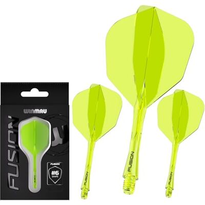 WINMAU Dardos Fusion Sistema integrado de voo e eixo Nº 6 Forma e design Disponível em curto, intermediário e médio Disponível em uma variedade de cores WINMAU Dardos Fusion Sistema integrado de voo e eixo Nº 6 Forma e design Disponível em curto, intermediário e médio Disponível em uma variedade de cores