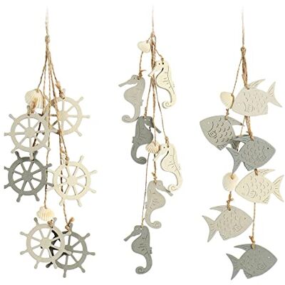 com-four ® 3X Decoração pendente marinha, folante, peixe e cavalo marinho com-four ® 3X Decoração pendente marinha, folante, peixe e cavalo marinho