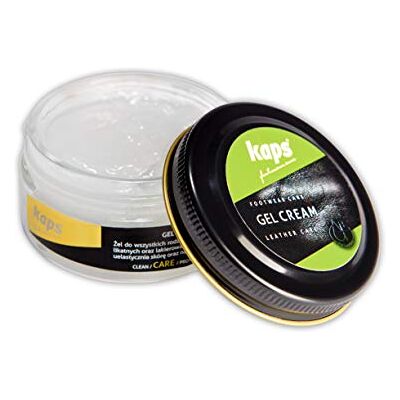 Kaps Creme gel para couro envernizado liso e pele delicada, sapatos, botas, sacos, limpo e neutro, 50 ml, Neutro, 50 ml Kaps Creme gel para couro envernizado liso e pele delicada, sapatos, botas, sacos, limpo e neutro, 50 ml, Neutro, 50 ml