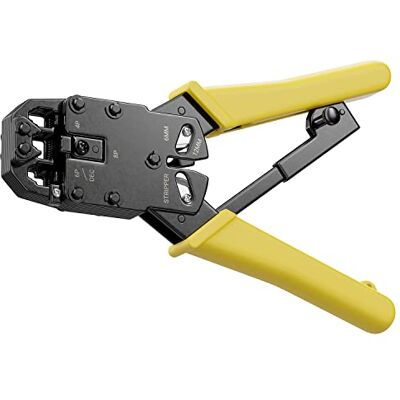 deleyCON Alicate Crimpador para Conectores Modulares Conectores Ocidentais para RJ11 RJ12 RJ45 DEC Cabos e Linhas de Telefone e Rede 6P4C 6P6C 8P8C 4P4C 4P2C Cortador de Cabos Descascador de Cabos deleyCON Alicate Crimpador para Conectores Modulares Conectores Ocidentais para RJ11 RJ12 RJ45 DEC Cabos e Linhas de Telefone e Rede 6P4C 6P6C 8P8C 4P4C 4P2C Cortador de Cabos Descascador de Cabos
