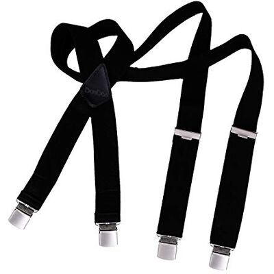 DonDon Alças masculinas 3,5 cm de largura com 4 clipes extra firme mate e escovado de forma X preto DonDon Alças masculinas 3,5 cm de largura com 4 clipes extra firme mate e escovado de forma X preto