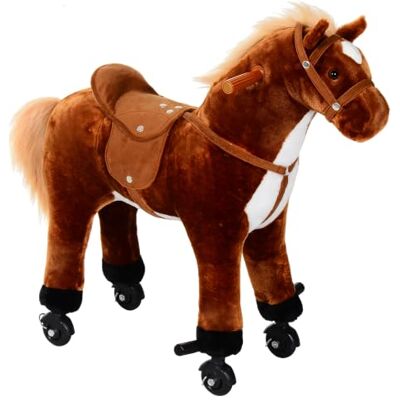 HOMCOM Caballo de Juguete para Niños de +2 Años Sonidos 65x28x75 cm Marrón Com rodas, estrutura de metal, carga 60 kg HOMCOM Caballo de Juguete para Niños de +2 Años Sonidos 65x28x75 cm Marrón Com rodas, estrutura de metal, carga 60 kg