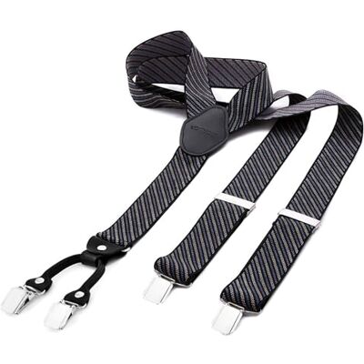 DonDon Suspensórios homem largos 3,5 cm com 4 clipes extra fortes suspensórios para calças homem, Tamanho único DonDon Suspensórios homem largos 3,5 cm com 4 clipes extra fortes suspensórios para calças homem, Tamanho único