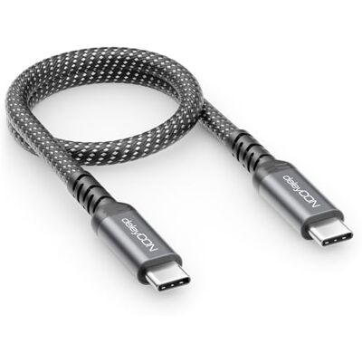 deleyCON 0,30 m Cabo USB-C curto de 40 Gbps 240 W USB 4.0, cabo de carregamento e dados, DP Alt Mode, 8 K@60 Hz para portátil, MacBook, monitor, SSD, iPad, iPhone 17 16 Air Max Pro, Galaxy S25 etc. deleyCON 0,30 m Cabo USB-C curto de 40 Gbps 240 W USB 4.0, cabo de carregamento e dados, DP Alt Mode, 8 K@60 Hz para portátil, MacBook, monitor, SSD, iPad, iPhone 17 16 Air Max Pro, Galaxy S25 etc.